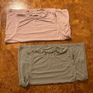 TWO Madewell High Neck Sleeveless Shirt/Tank  Green and Mauve Size Medium